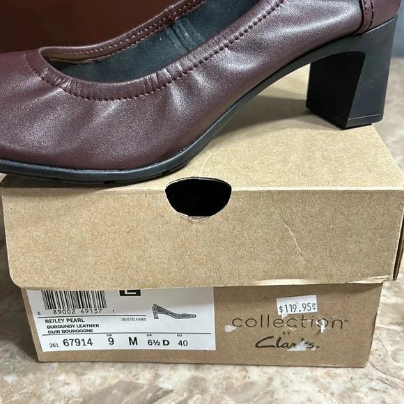 Clark’s Neiley Pearl burgundy shoes ,various sizes women,NEW,leather,chunky heel - Picture 12 of 17